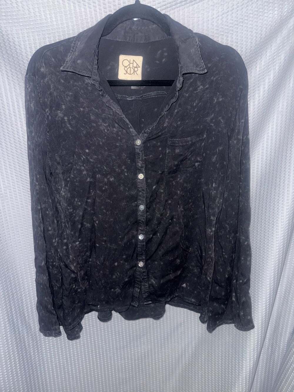 Chaser Acid Wash Long Sleeve Button Down Shirt Size M